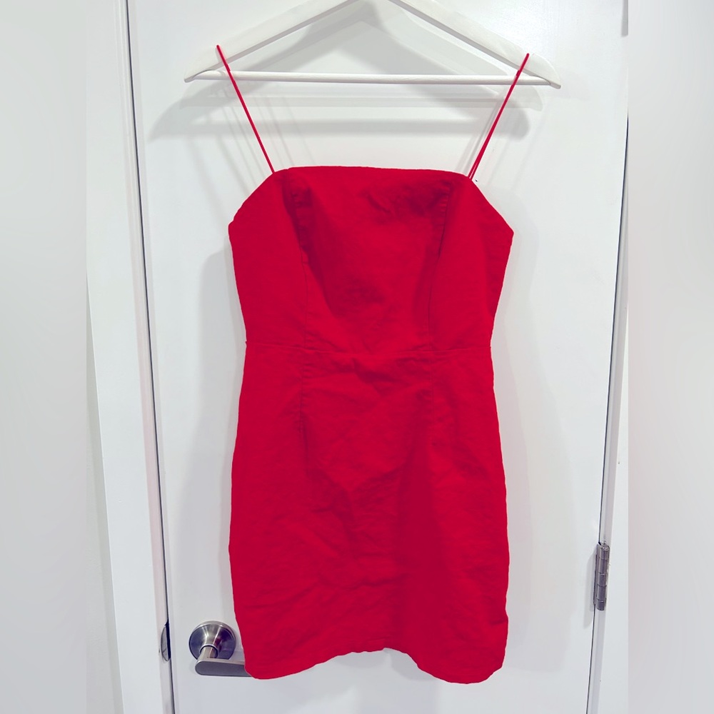 Urban outfitters Red linen mini dress size 6